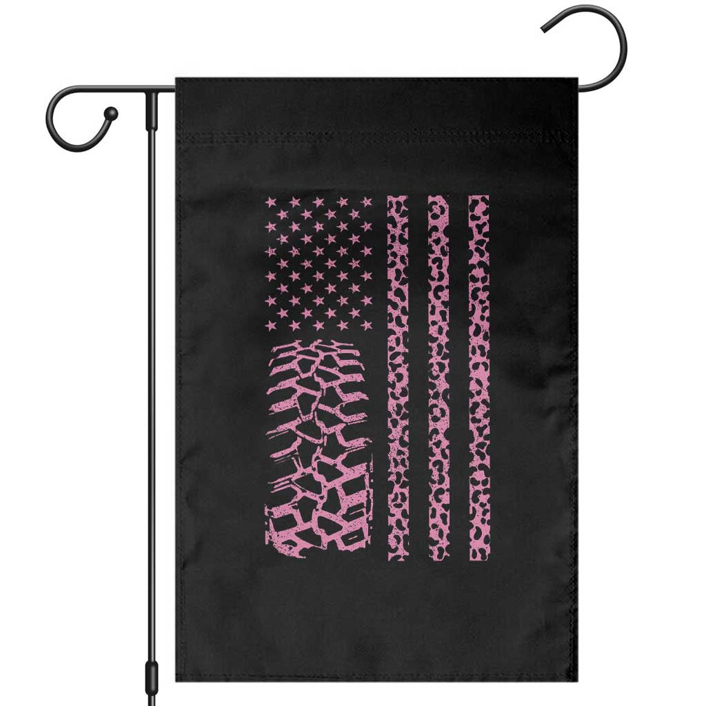 Off Road Car Wheel Pink Leopard Print American Flag Garden Flag - Wonder Print Shop