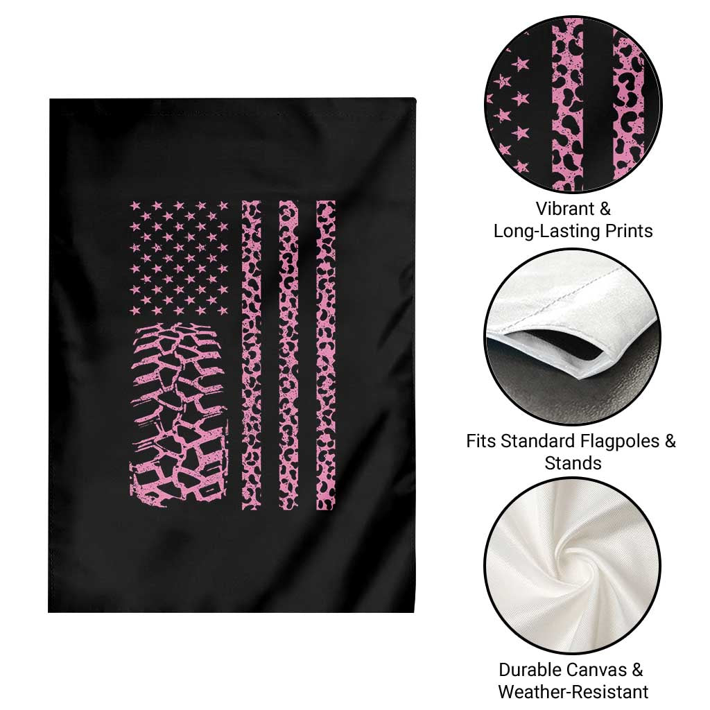 Off Road Car Wheel Pink Leopard Print American Flag Garden Flag - Wonder Print Shop