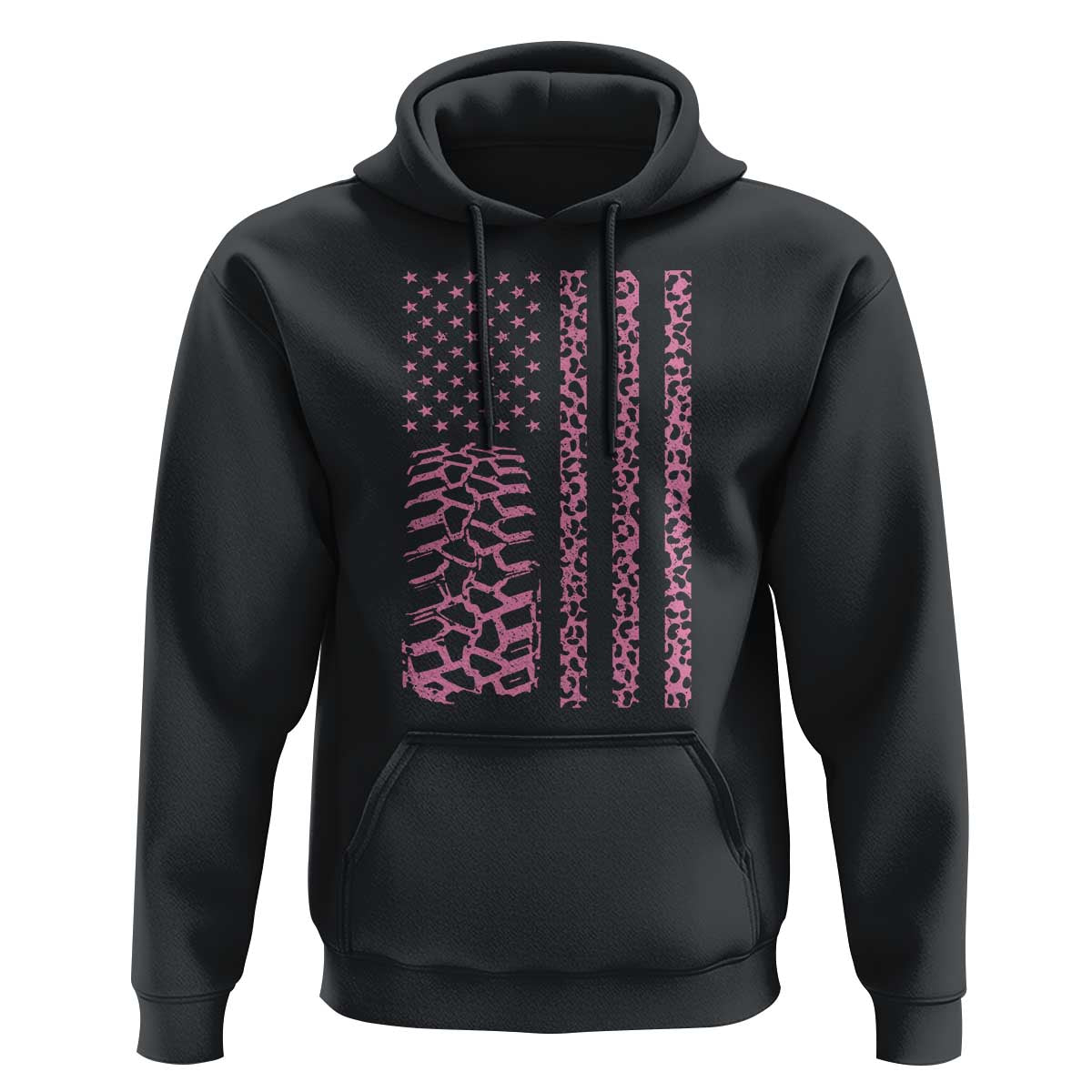 Off Road Car Wheel Pink Leopard Print American Flag Hoodie - Wonder Print Shop