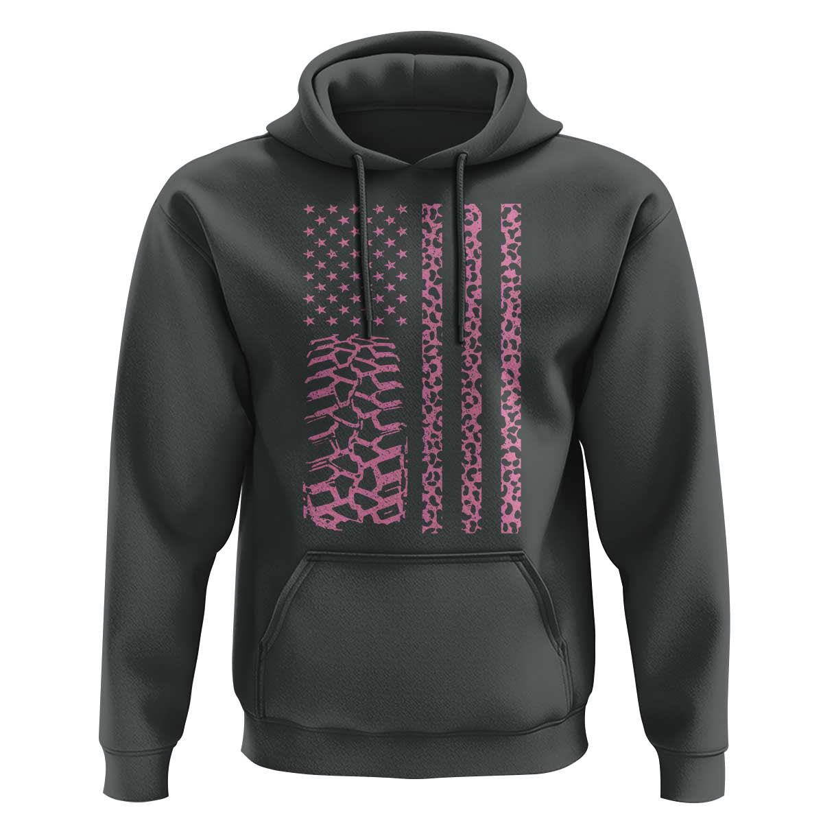 Off Road Car Wheel Pink Leopard Print American Flag Hoodie - Wonder Print Shop