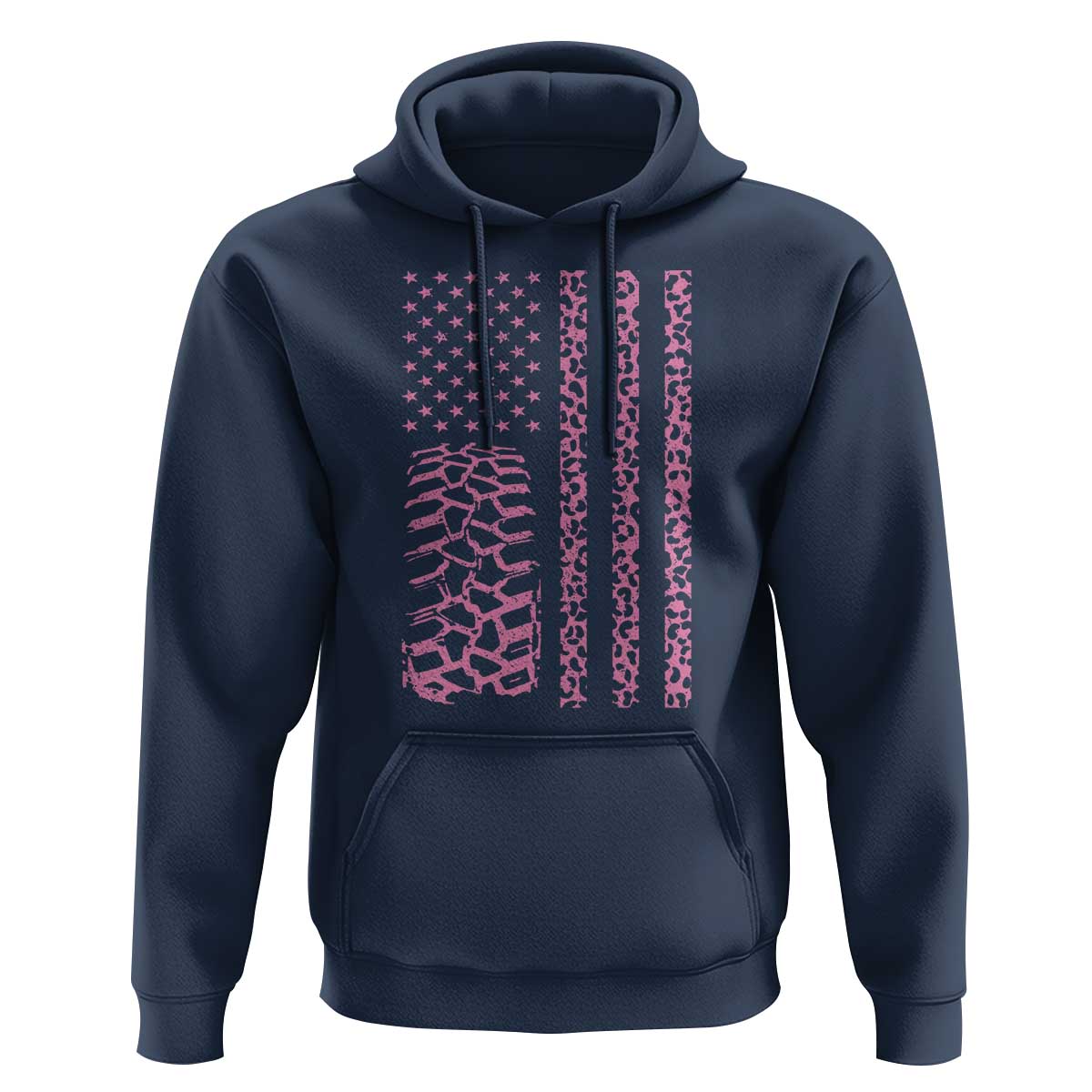 Off Road Car Wheel Pink Leopard Print American Flag Hoodie - Wonder Print Shop