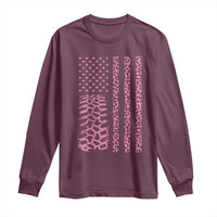 Off Road Car Wheel Pink Leopard Print American Flag Long Sleeve Shirt - Wonder Print Shop