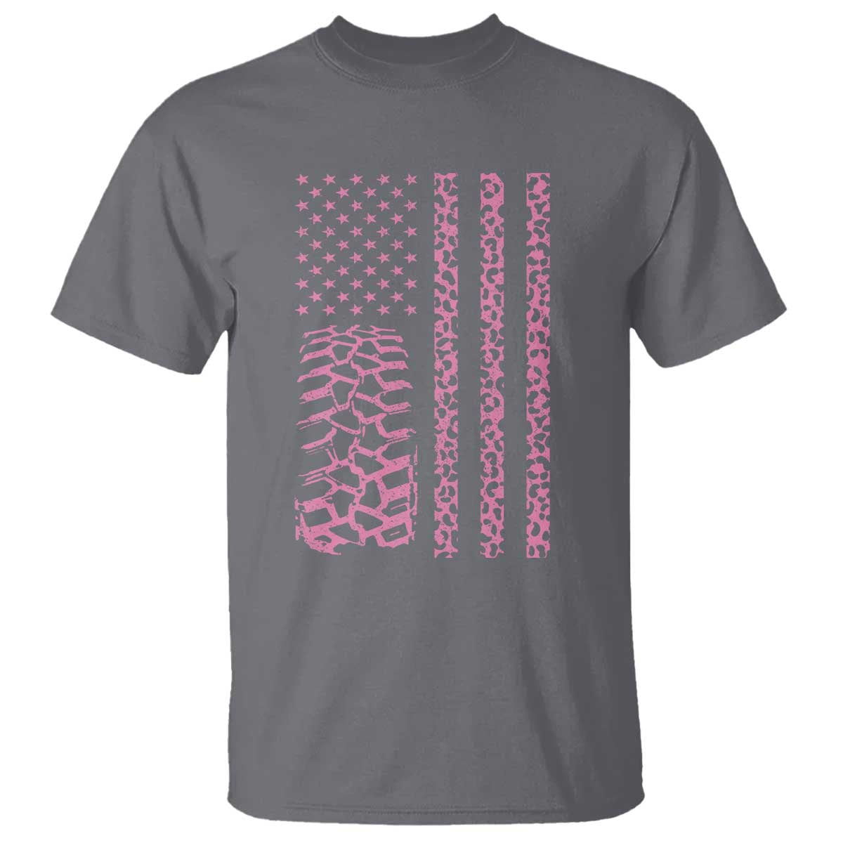 Off Road Car Wheel Pink Leopard Print American Flag T Shirt - Wonder Print Shop