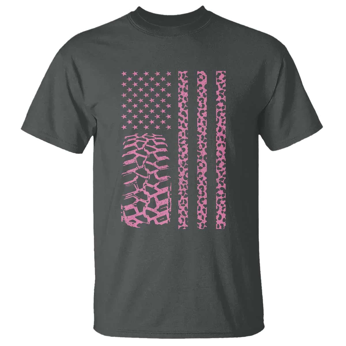 Off Road Car Wheel Pink Leopard Print American Flag T Shirt - Wonder Print Shop