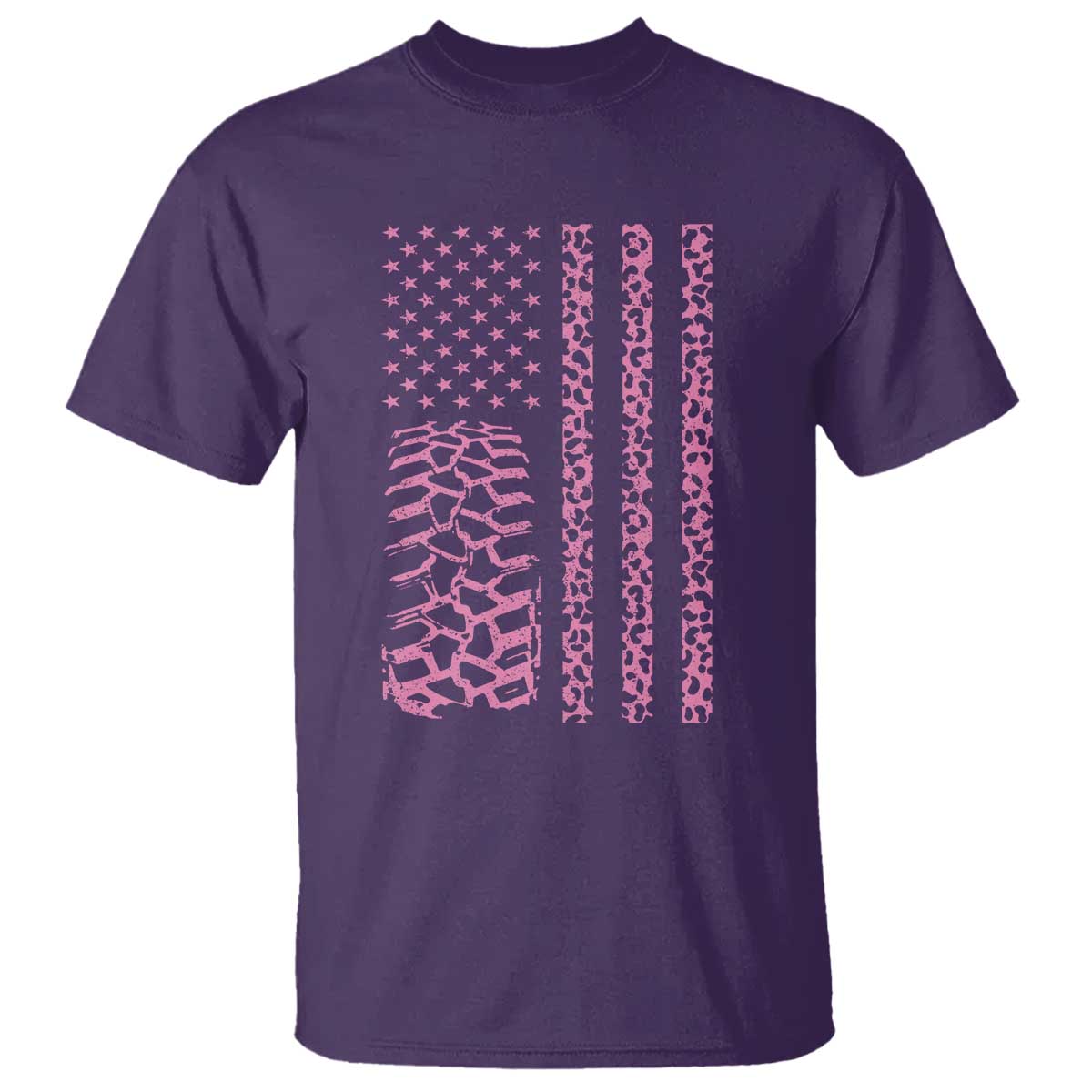 Off Road Car Wheel Pink Leopard Print American Flag T Shirt - Wonder Print Shop