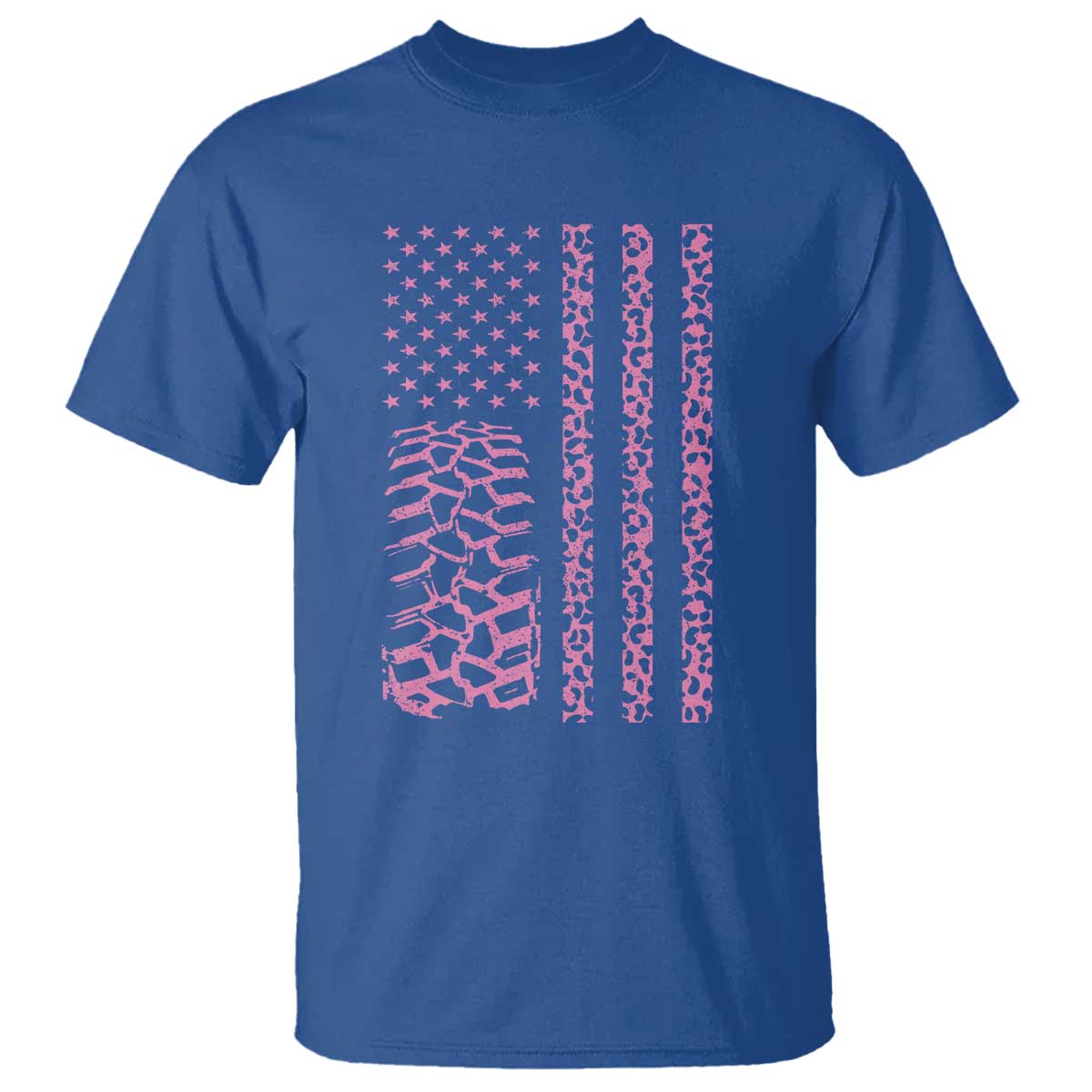 Off Road Car Wheel Pink Leopard Print American Flag T Shirt - Wonder Print Shop