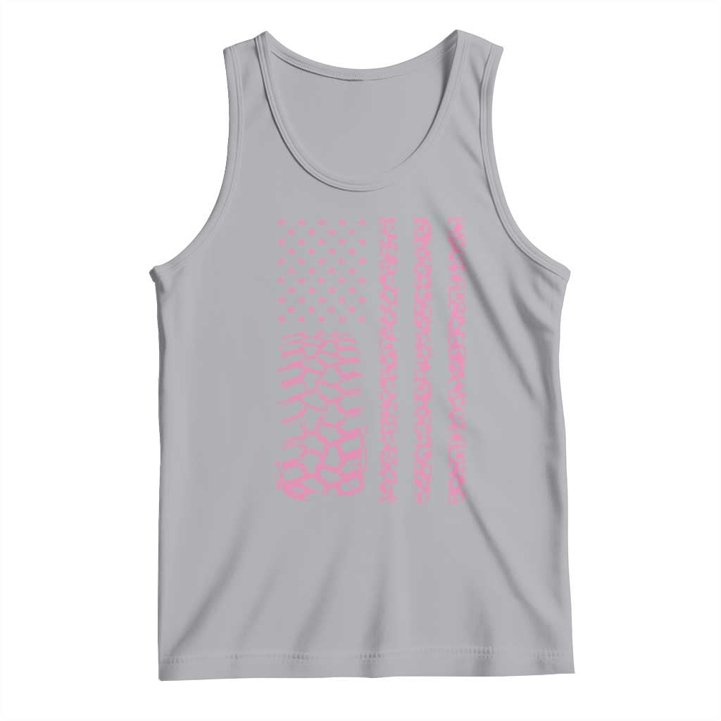 Off Road Car Wheel Pink Leopard Print American Flag Tank Top - Wonder Print Shop