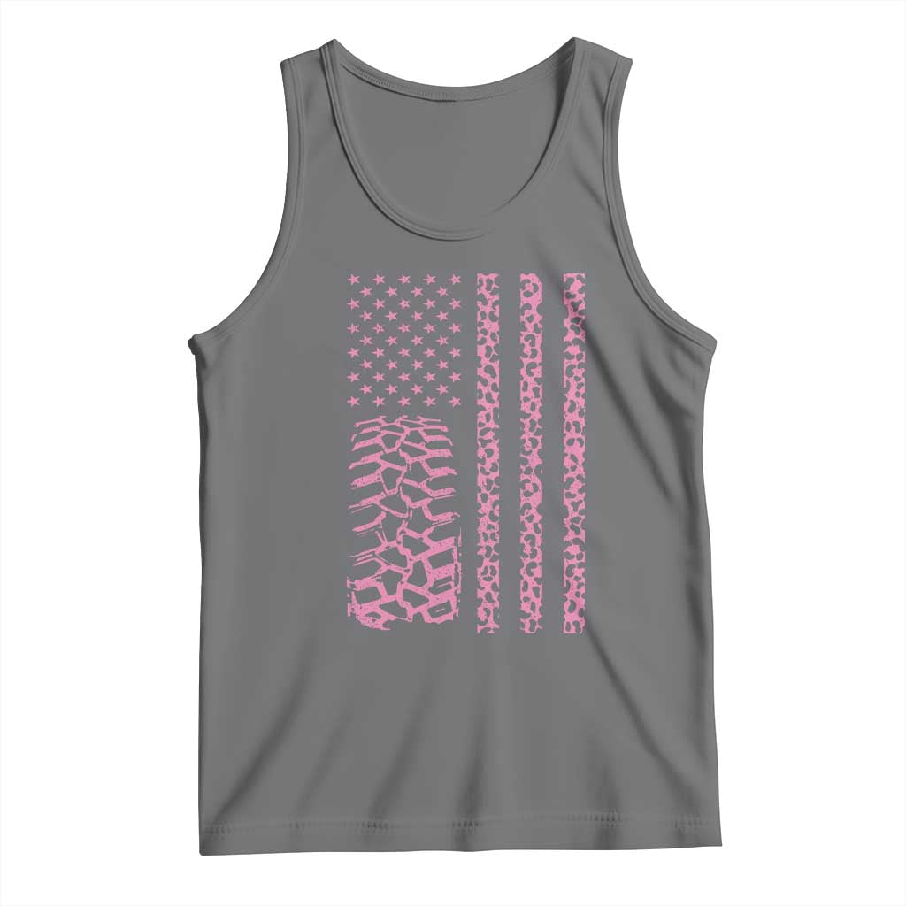 Off Road Car Wheel Pink Leopard Print American Flag Tank Top - Wonder Print Shop