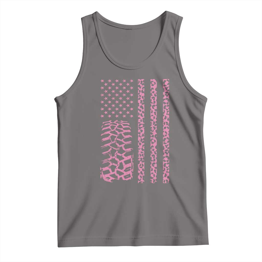 Off Road Car Wheel Pink Leopard Print American Flag Tank Top - Wonder Print Shop