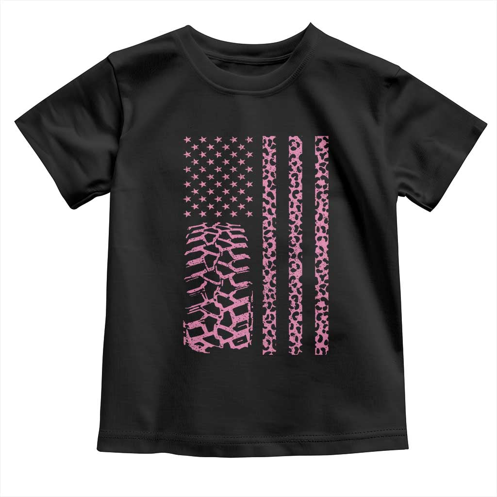 Off Road Car Wheel Pink Leopard Print American Flag Toddler T Shirt - Wonder Print Shop