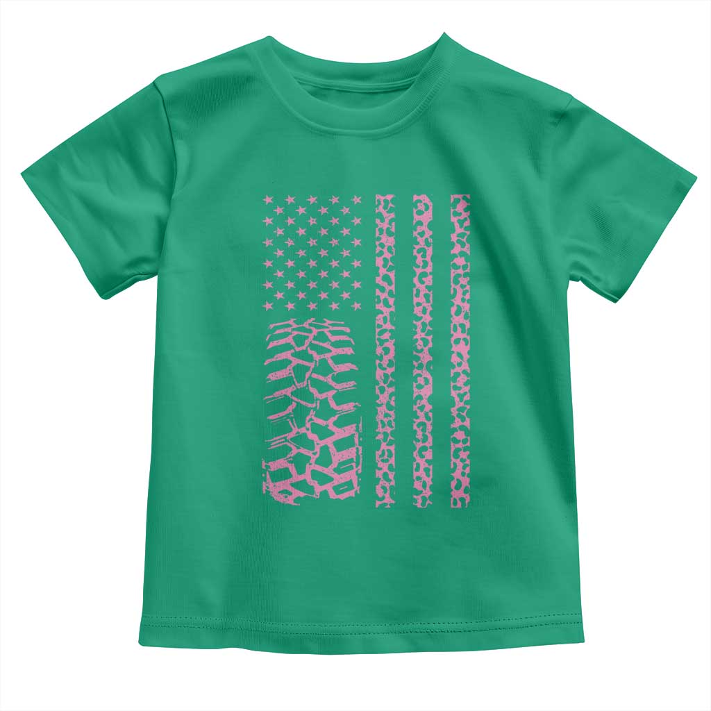 Off Road Car Wheel Pink Leopard Print American Flag Toddler T Shirt - Wonder Print Shop