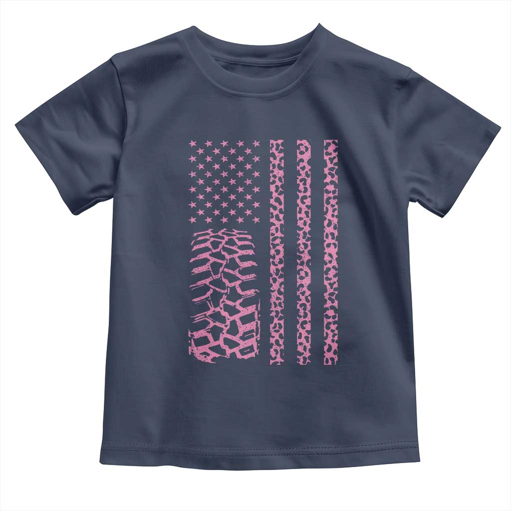 Off Road Car Wheel Pink Leopard Print American Flag Toddler T Shirt - Wonder Print Shop
