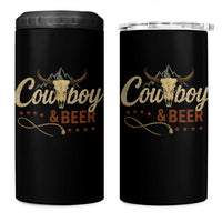 Funny Cowboy And Beer 4 in 1 Can Cooler Tumbler Western Country Music Longhorn Skull - Wonder Print Shop