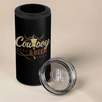 Funny Cowboy And Beer 4 in 1 Can Cooler Tumbler Western Country Music Longhorn Skull - Wonder Print Shop