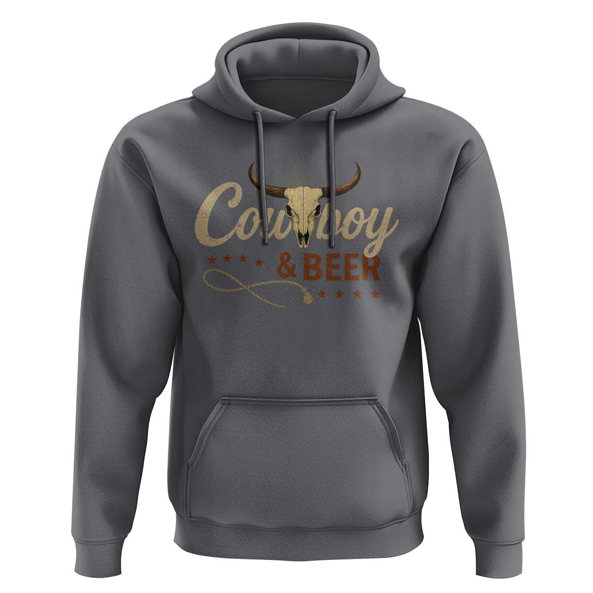 Funny Cowboy And Beer Hoodie Western Country Music Longhorn Skull - Wonder Print Shop