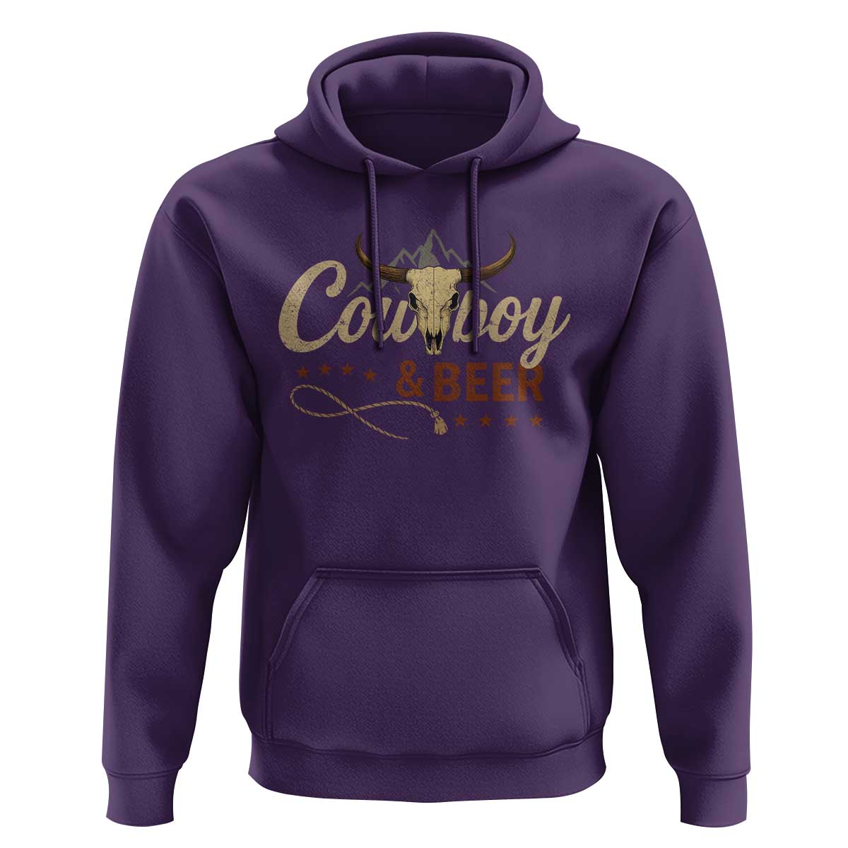Funny Cowboy And Beer Hoodie Western Country Music Longhorn Skull - Wonder Print Shop