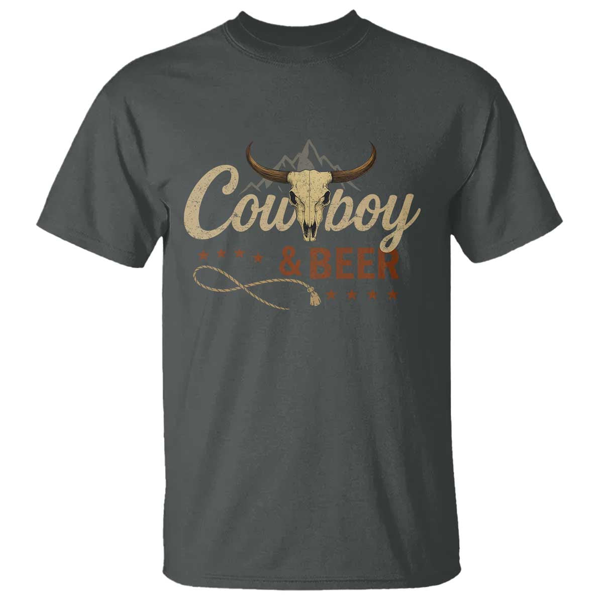 Funny Cowboy And Beer T Shirt Western Country Music Longhorn Skull - Wonder Print Shop