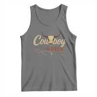 Funny Cowboy And Beer Tank Top Western Country Music Longhorn Skull - Wonder Print Shop