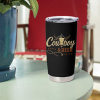 Funny Cowboy And Beer Tumbler Cup Western Country Music Longhorn Skull - Wonder Print Shop