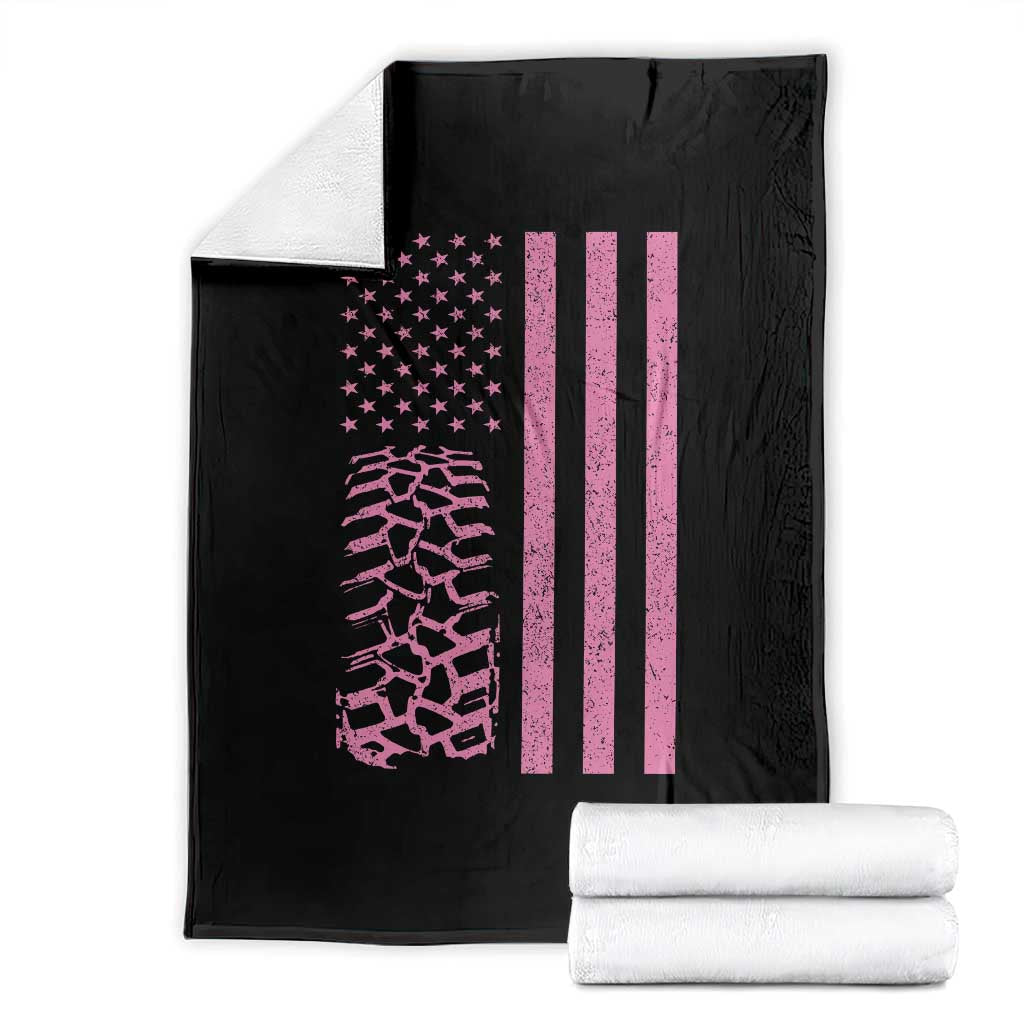 Off Road Car Wheel Vintage Pink American Flag Throw Blanket - Wonder Print Shop