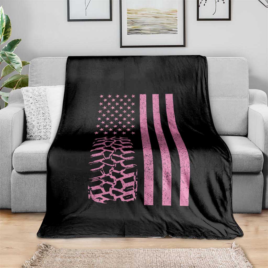 Off Road Car Wheel Vintage Pink American Flag Throw Blanket - Wonder Print Shop