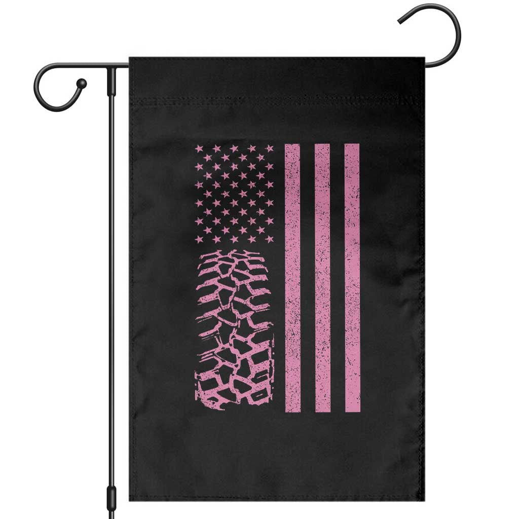 Off Road Car Wheel Vintage Pink American Flag Garden Flag - Wonder Print Shop