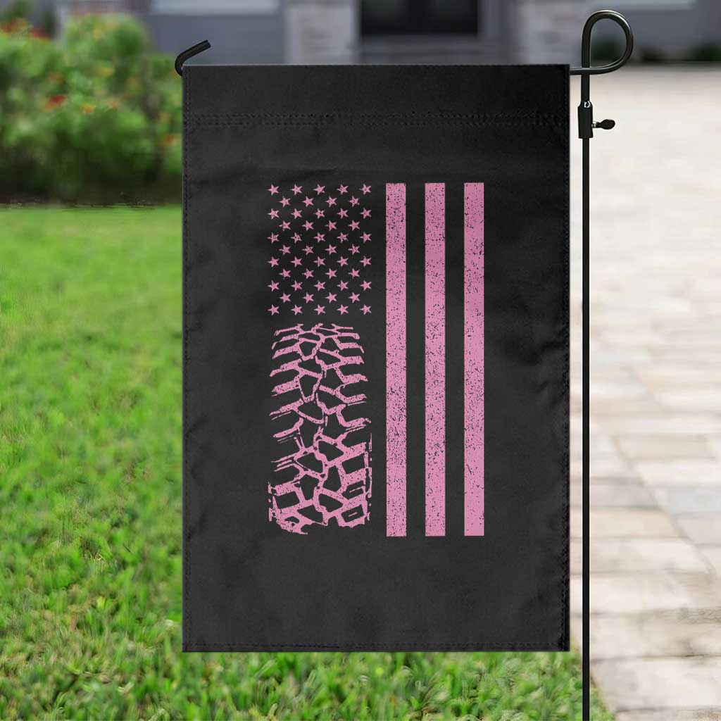 Off Road Car Wheel Vintage Pink American Flag Garden Flag - Wonder Print Shop