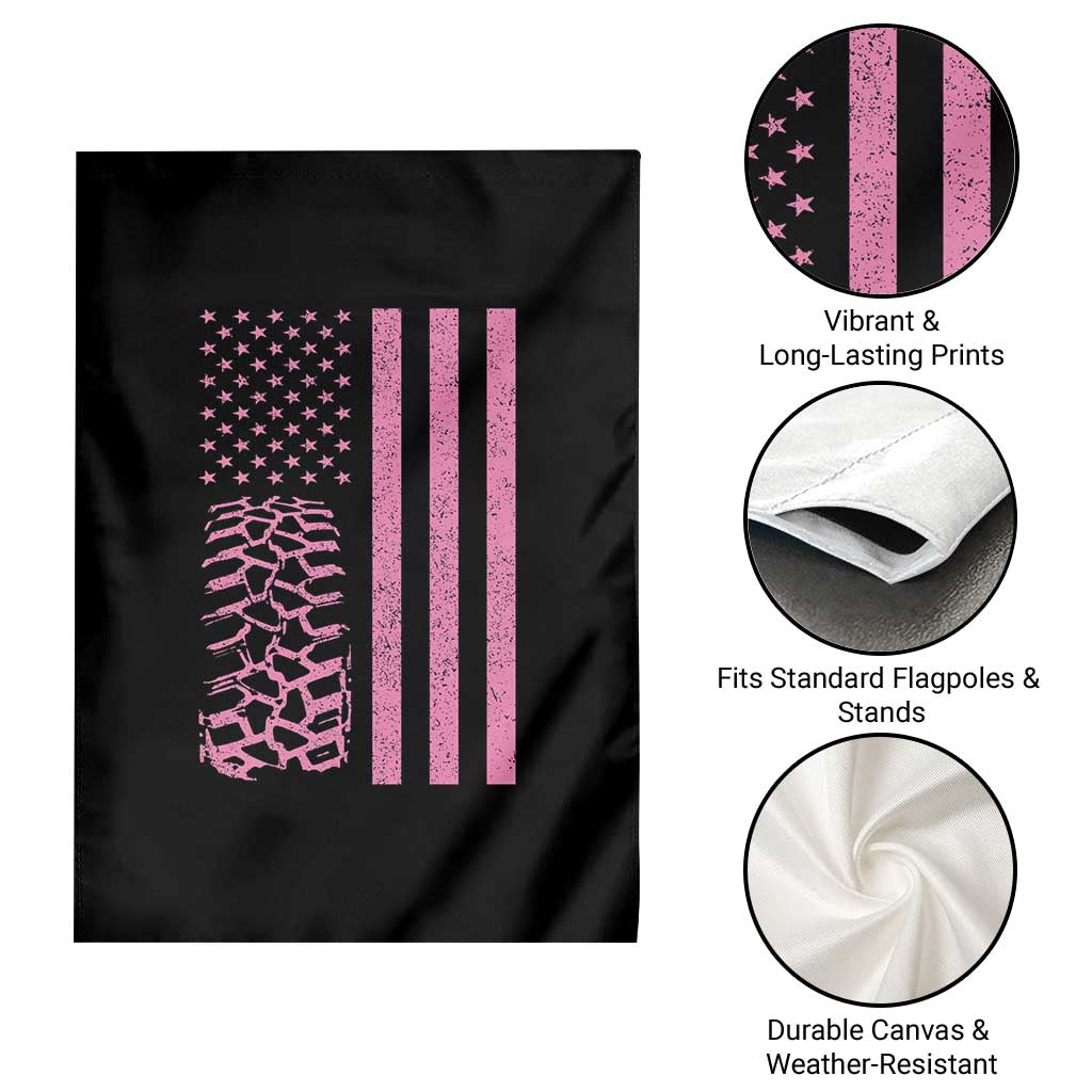 Off Road Car Wheel Vintage Pink American Flag Garden Flag - Wonder Print Shop