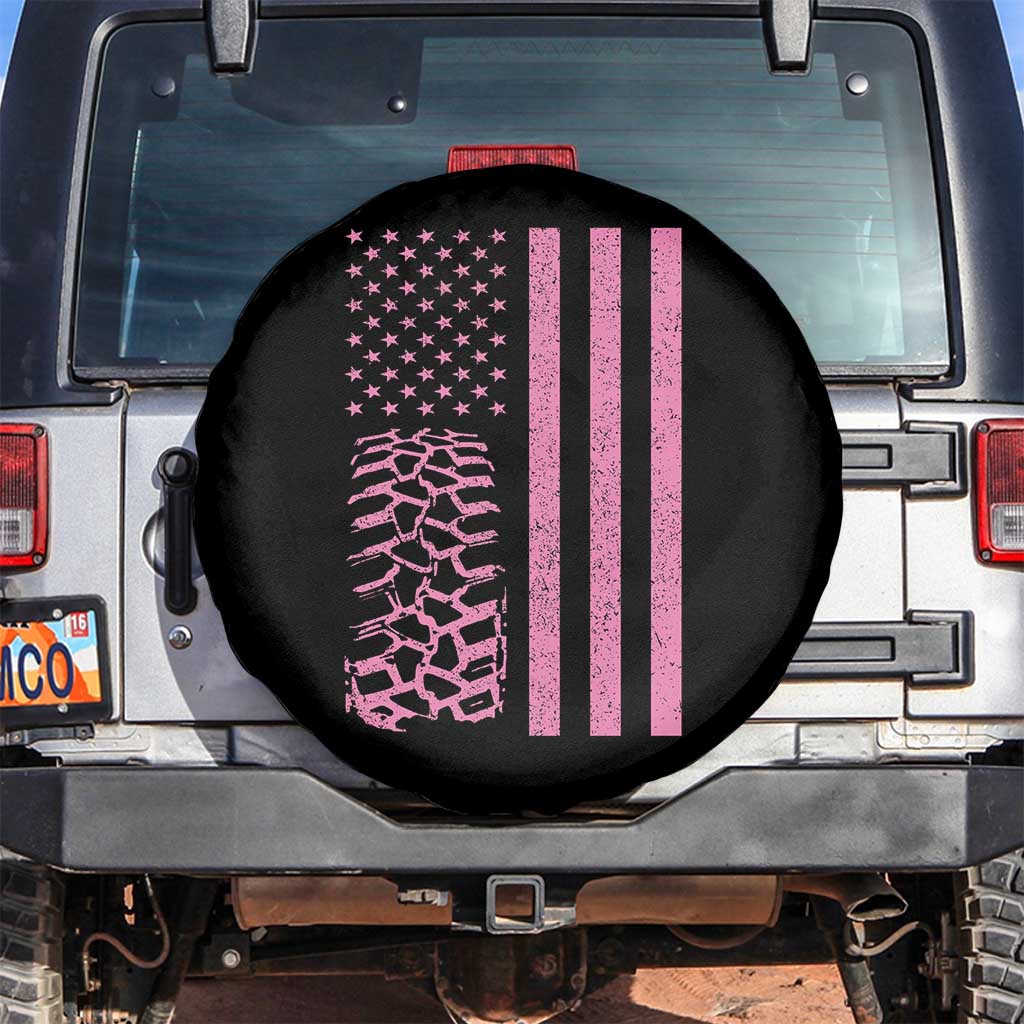 Off Road Car Wheel Vintage Pink American Flag Spare Tire Cover - Wonder Print Shop