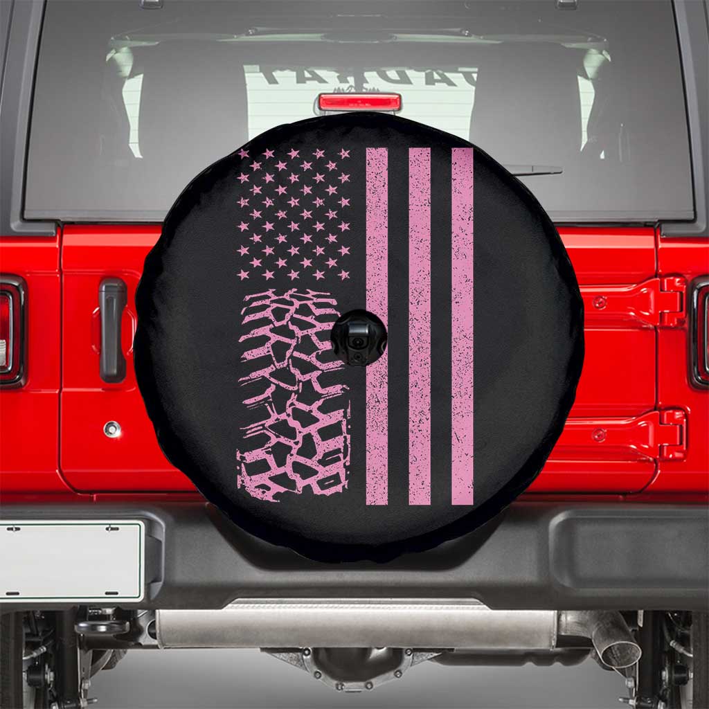 Off Road Car Wheel Vintage Pink American Flag Spare Tire Cover - Wonder Print Shop