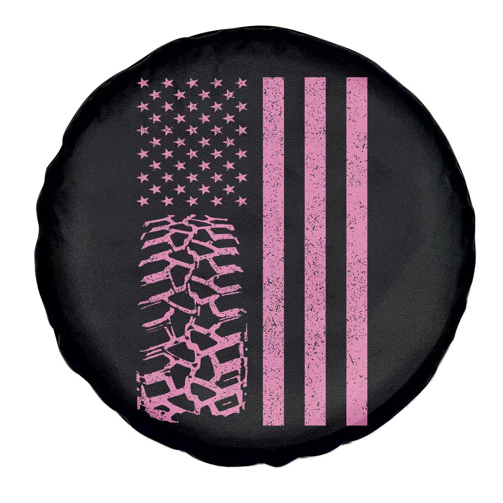 Off Road Car Wheel Vintage Pink American Flag Spare Tire Cover - Wonder Print Shop