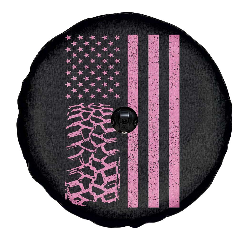 Off Road Car Wheel Vintage Pink American Flag Spare Tire Cover - Wonder Print Shop