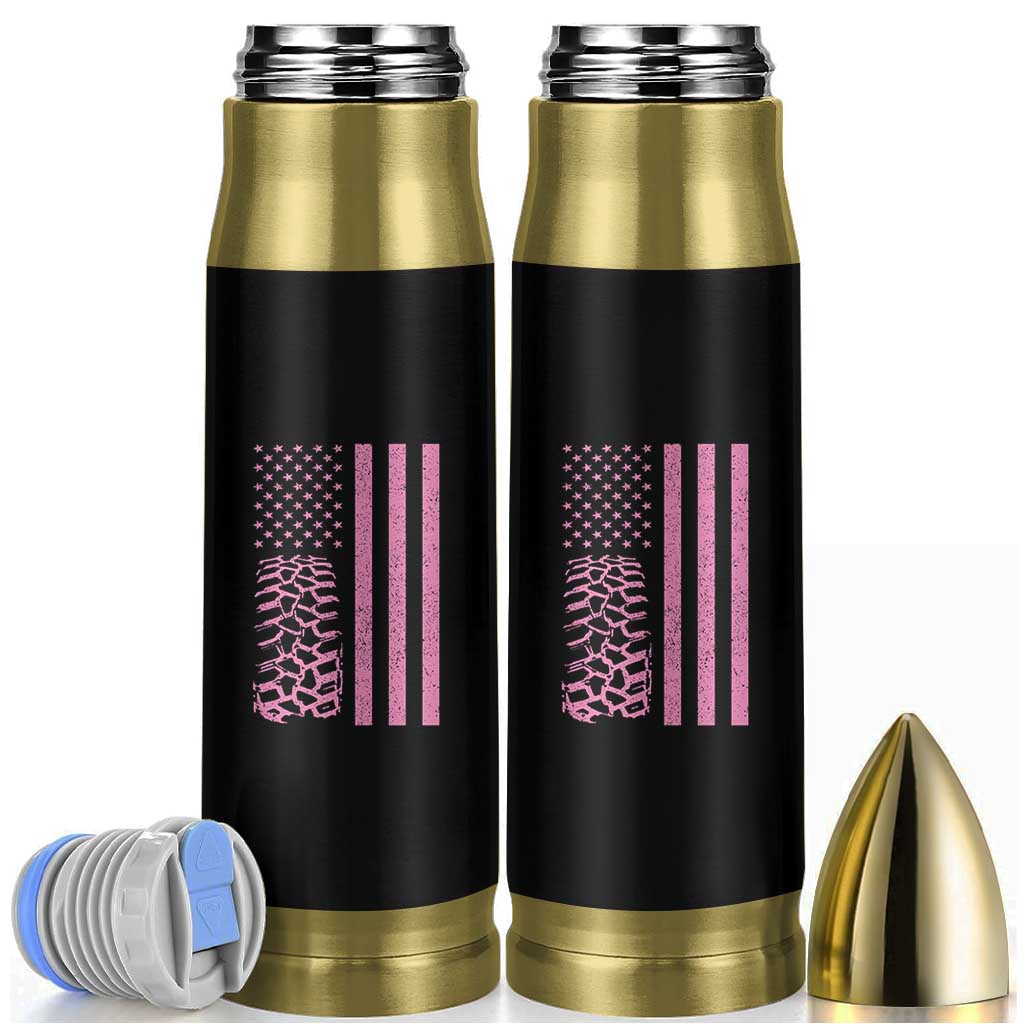 Off Road Car Wheel Vintage Pink American Flag Bullet Tumbler - Wonder Print Shop