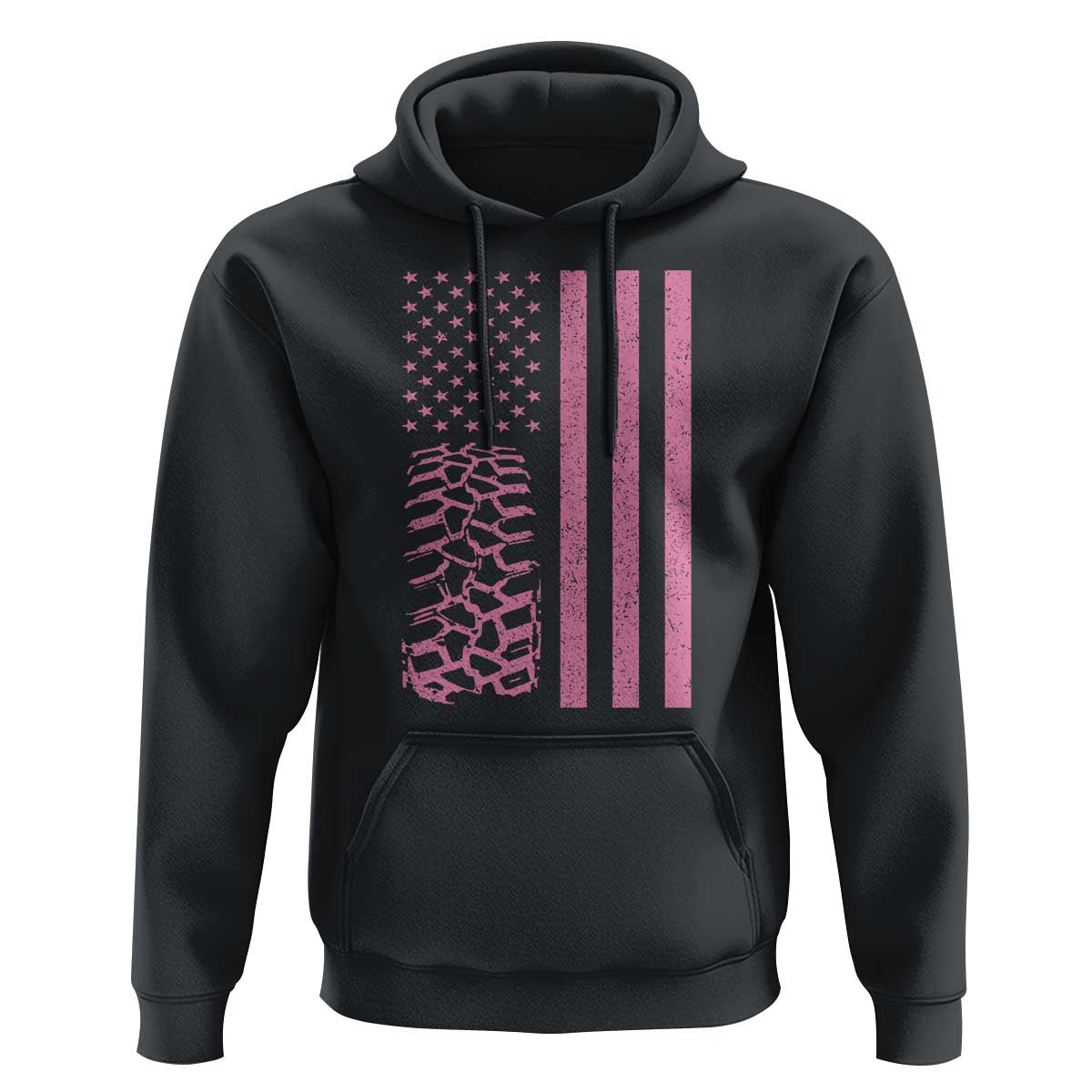 Off Road Car Wheel Vintage Pink American Flag Hoodie - Wonder Print Shop