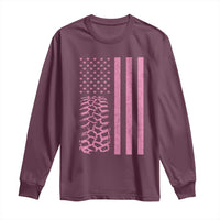 Off Road Car Wheel Vintage Pink American Flag Long Sleeve Shirt - Wonder Print Shop