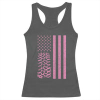 Off Road Car Wheel Vintage Pink American Flag Racerback Tank Top - Wonder Print Shop