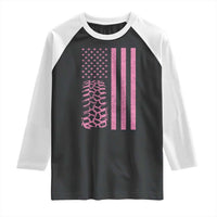 Off Road Car Wheel Vintage Pink American Flag Raglan Shirt - Wonder Print Shop