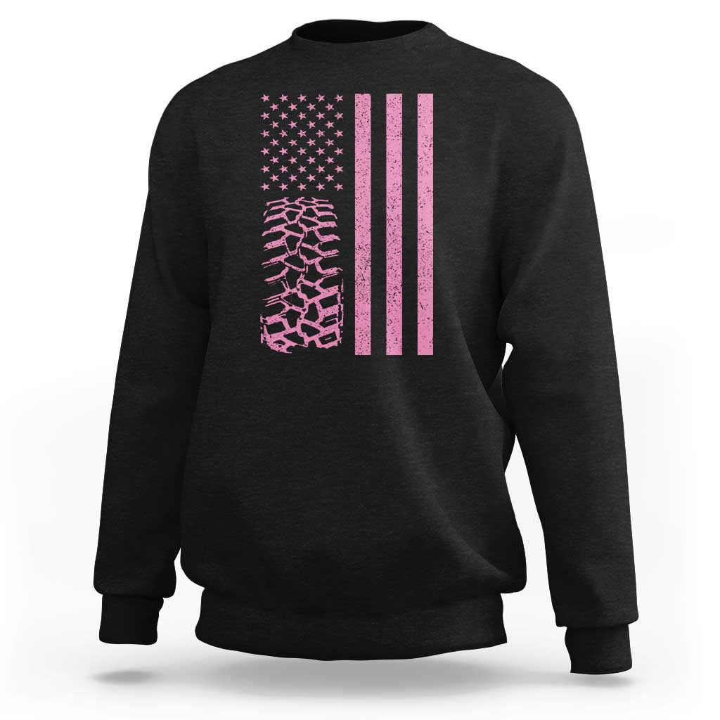 Off Road Car Wheel Vintage Pink American Flag Sweatshirt - Wonder Print Shop