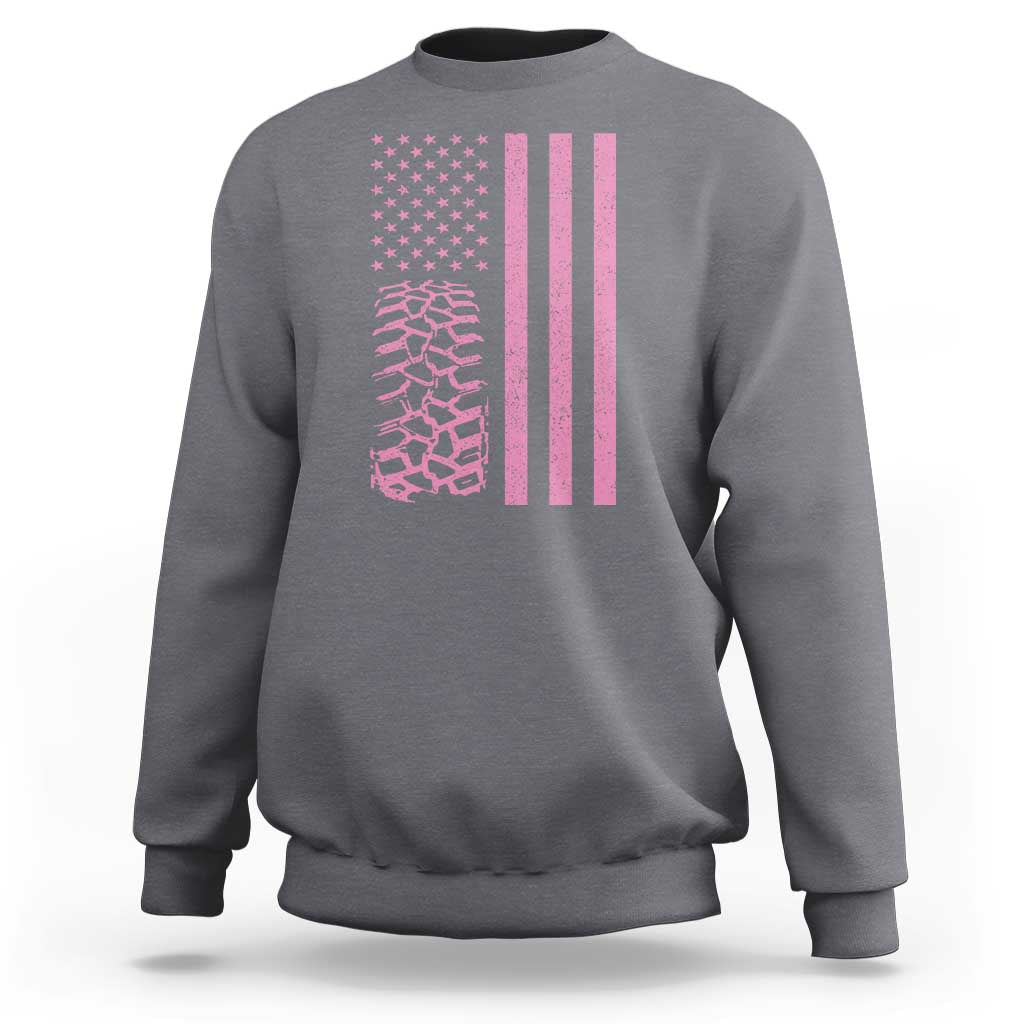 Off Road Car Wheel Vintage Pink American Flag Sweatshirt - Wonder Print Shop