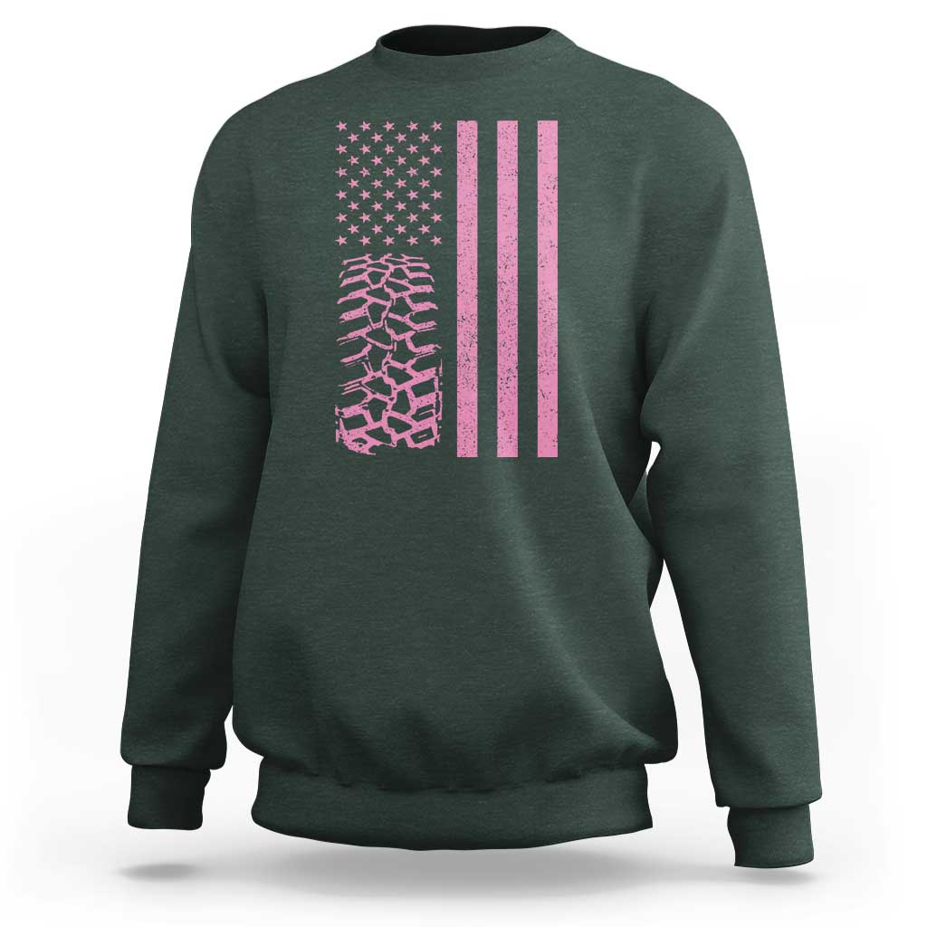 Off Road Car Wheel Vintage Pink American Flag Sweatshirt - Wonder Print Shop