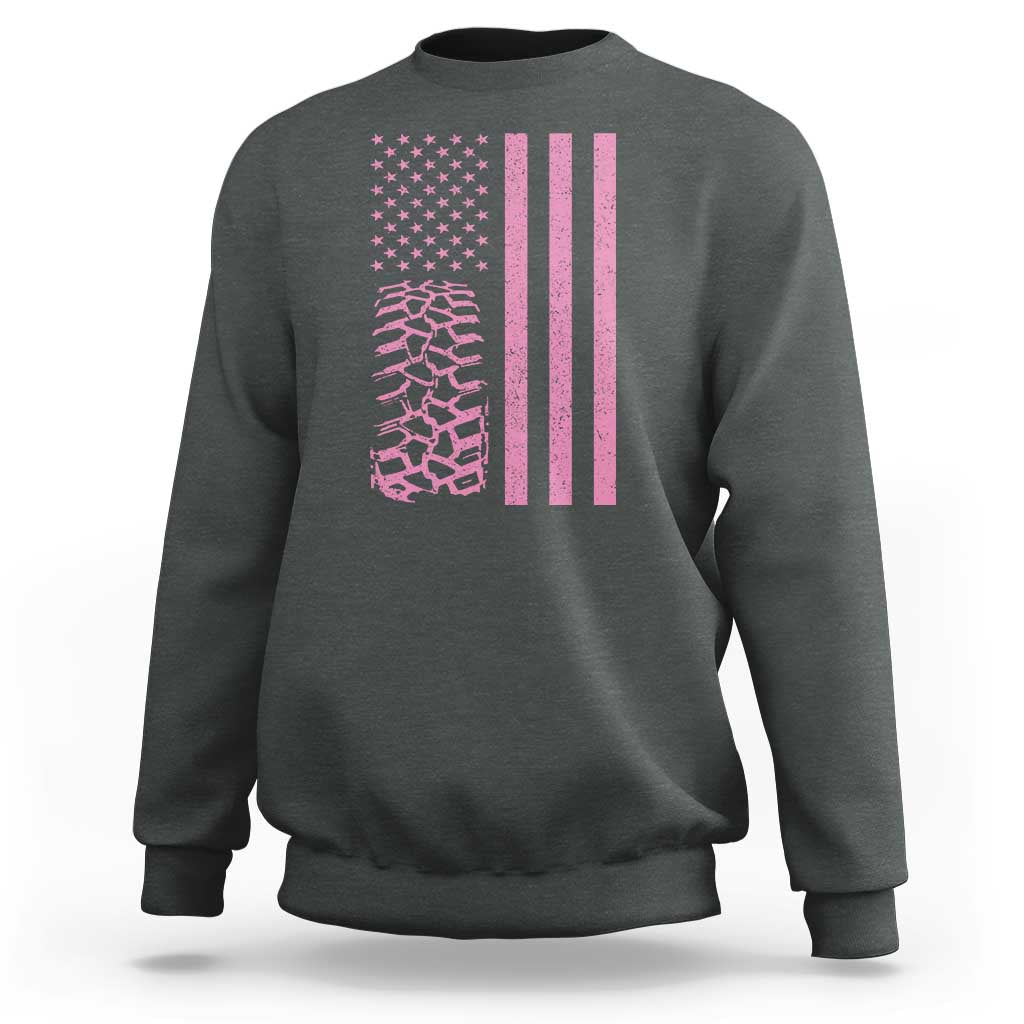 Off Road Car Wheel Vintage Pink American Flag Sweatshirt - Wonder Print Shop