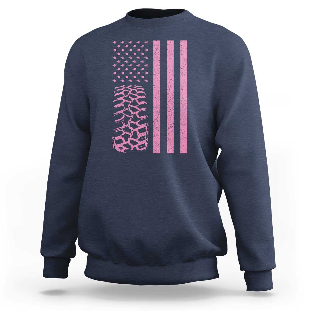 Off Road Car Wheel Vintage Pink American Flag Sweatshirt - Wonder Print Shop