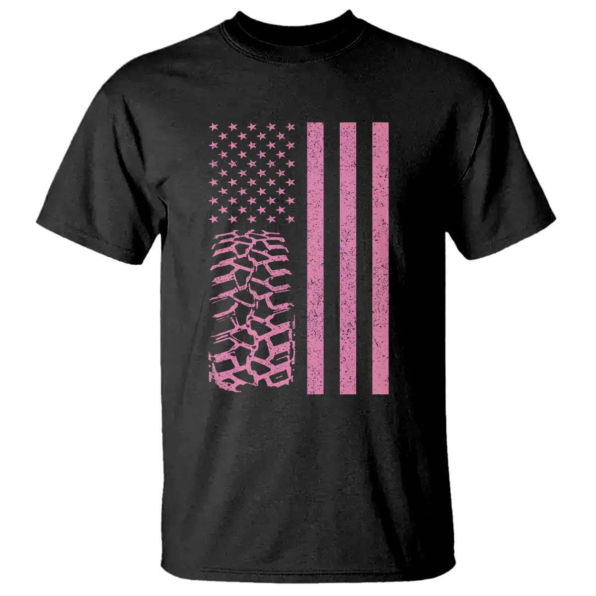 Off Road Car Wheel Vintage Pink American Flag T Shirt - Wonder Print Shop