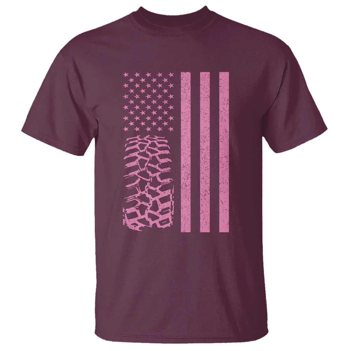 Off Road Car Wheel Vintage Pink American Flag T Shirt - Wonder Print Shop