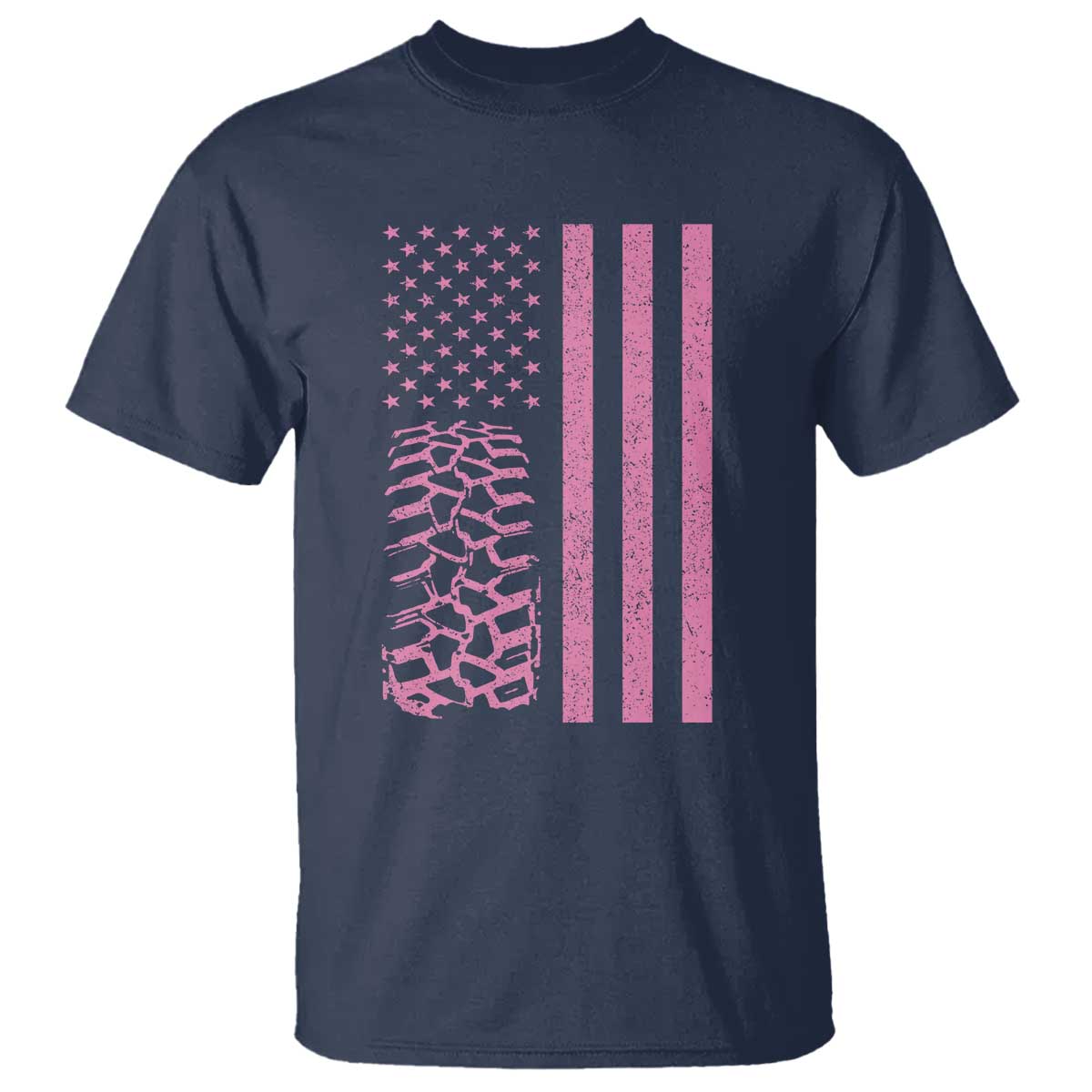 Off Road Car Wheel Vintage Pink American Flag T Shirt - Wonder Print Shop