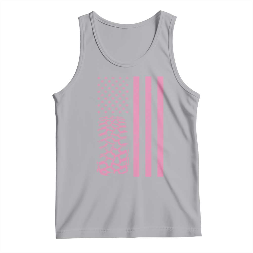 Off Road Car Wheel Vintage Pink American Flag Tank Top - Wonder Print Shop