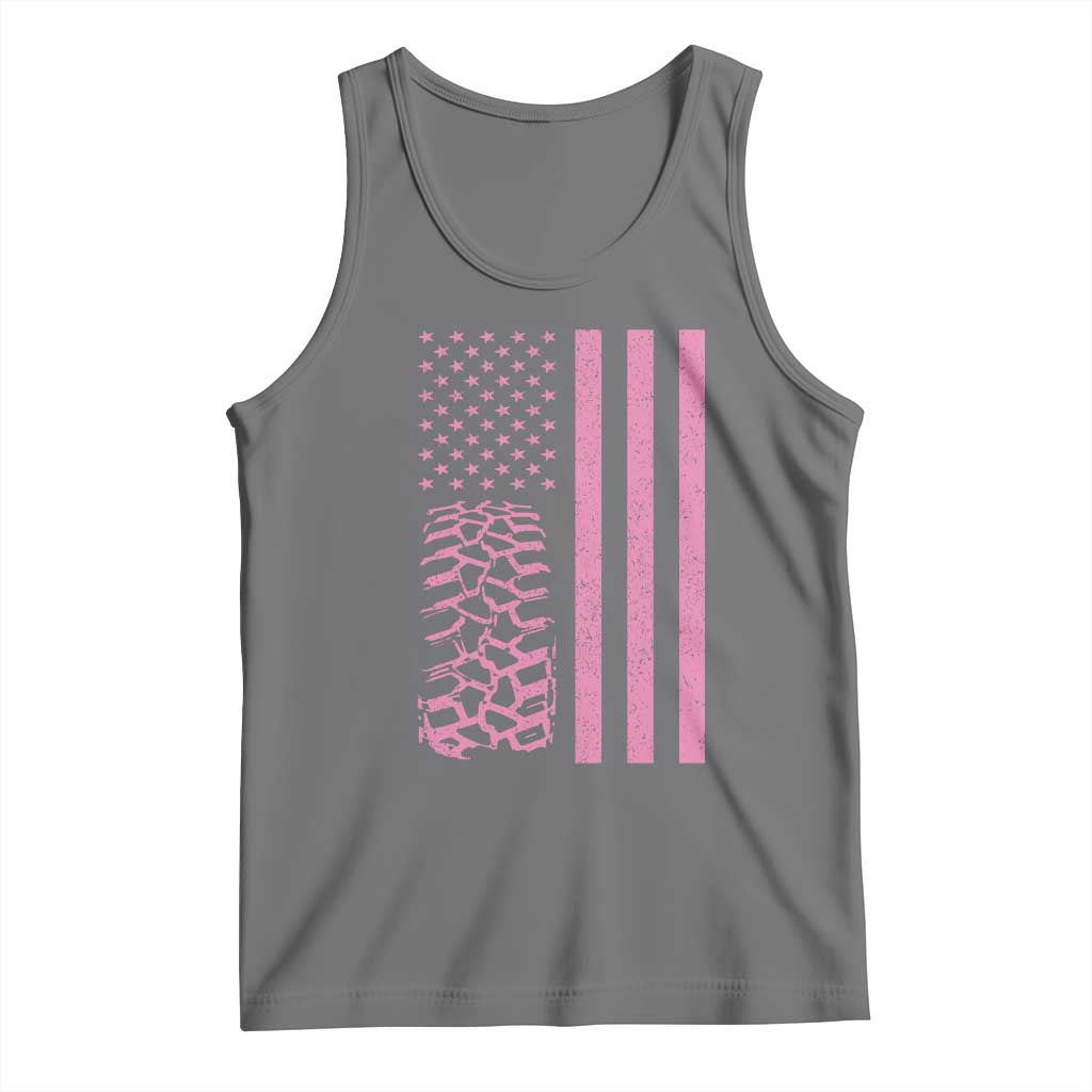 Off Road Car Wheel Vintage Pink American Flag Tank Top - Wonder Print Shop