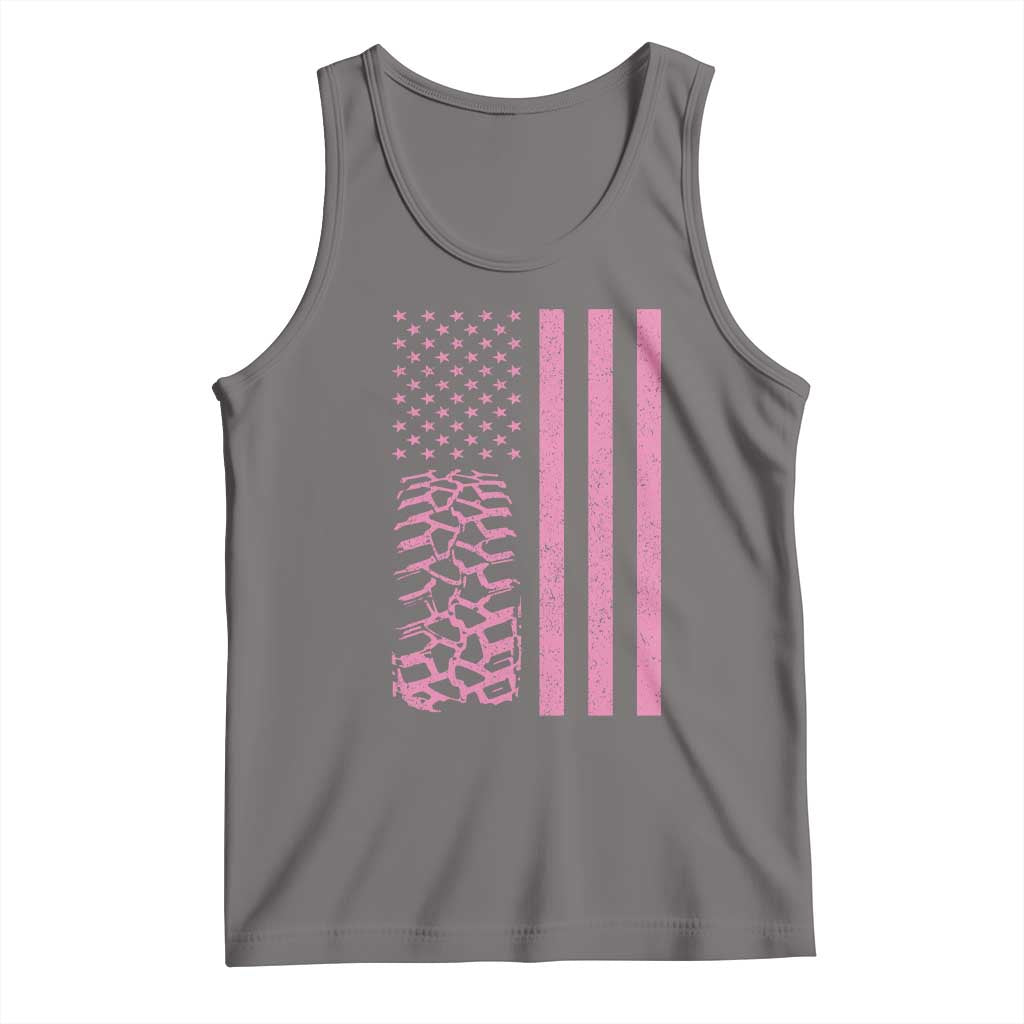 Off Road Car Wheel Vintage Pink American Flag Tank Top - Wonder Print Shop