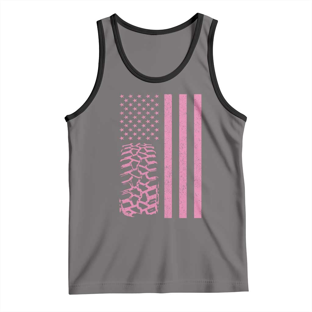 Off Road Car Wheel Vintage Pink American Flag Tank Top - Wonder Print Shop