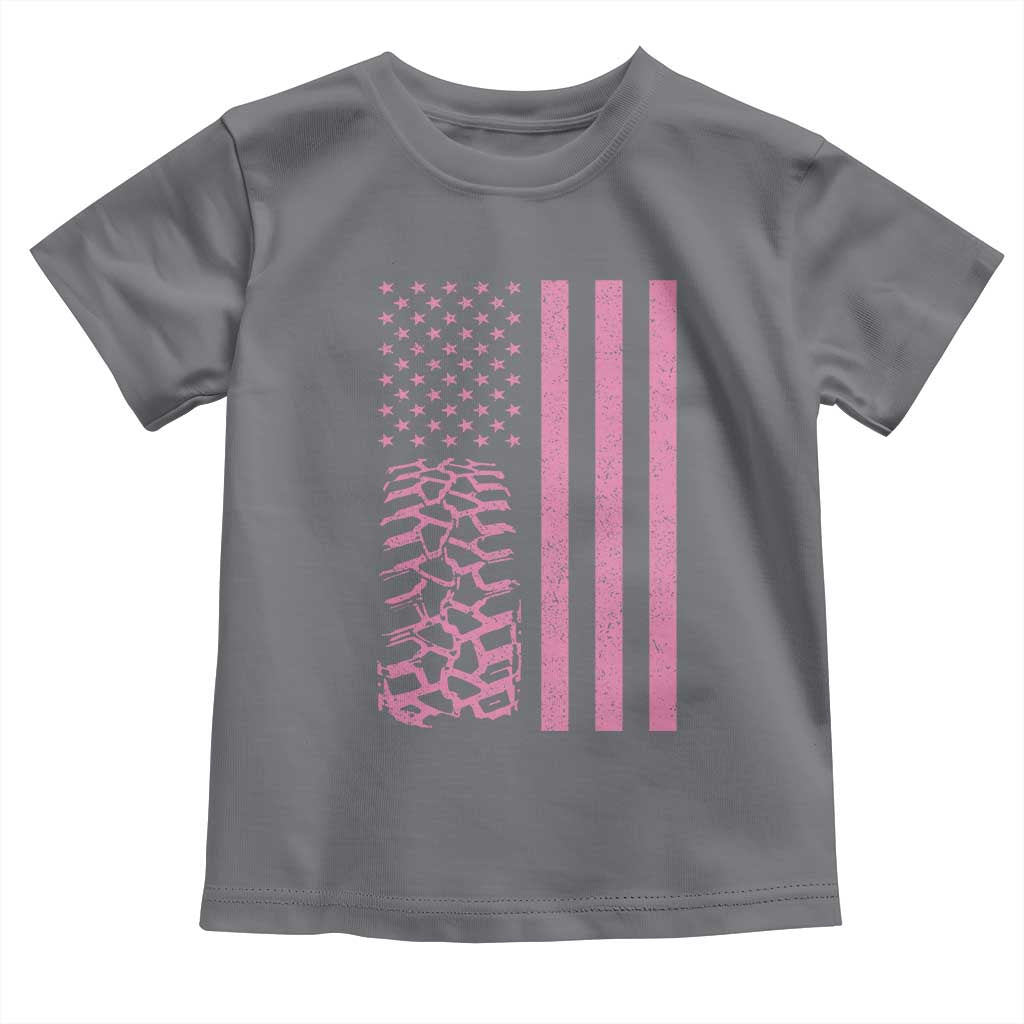 Off Road Car Wheel Vintage Pink American Flag Toddler T Shirt - Wonder Print Shop